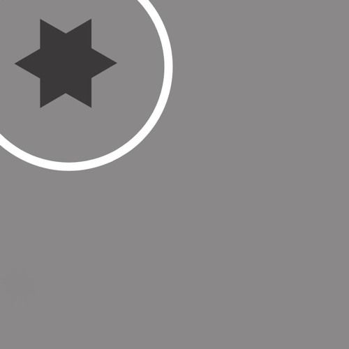A simple 6 pointed dark grey star inside a circle in the top left corner